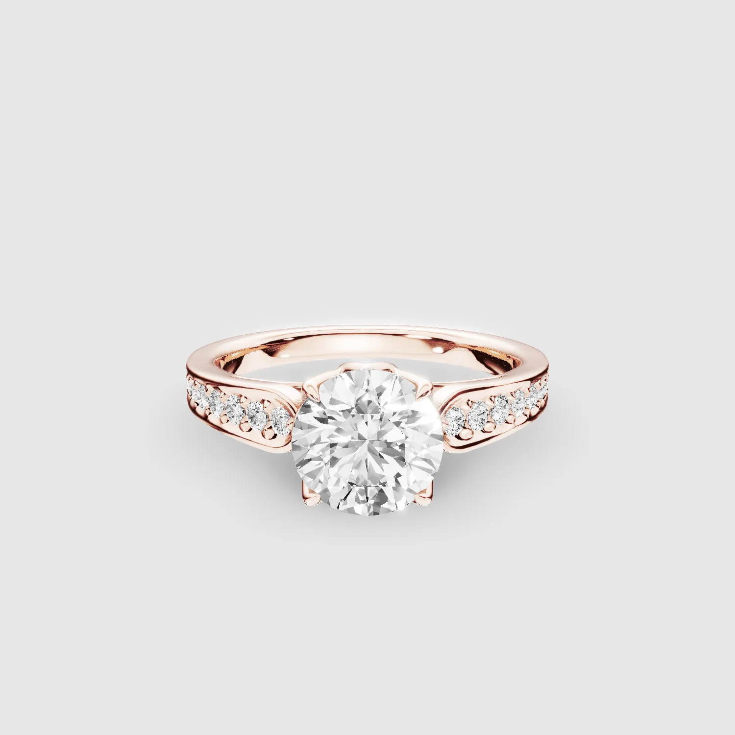 Structured Petal-Set Solitaire Ring-Round