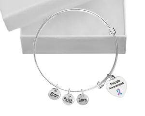 Suicide Awareness Heart Retractable Charm Bracelets