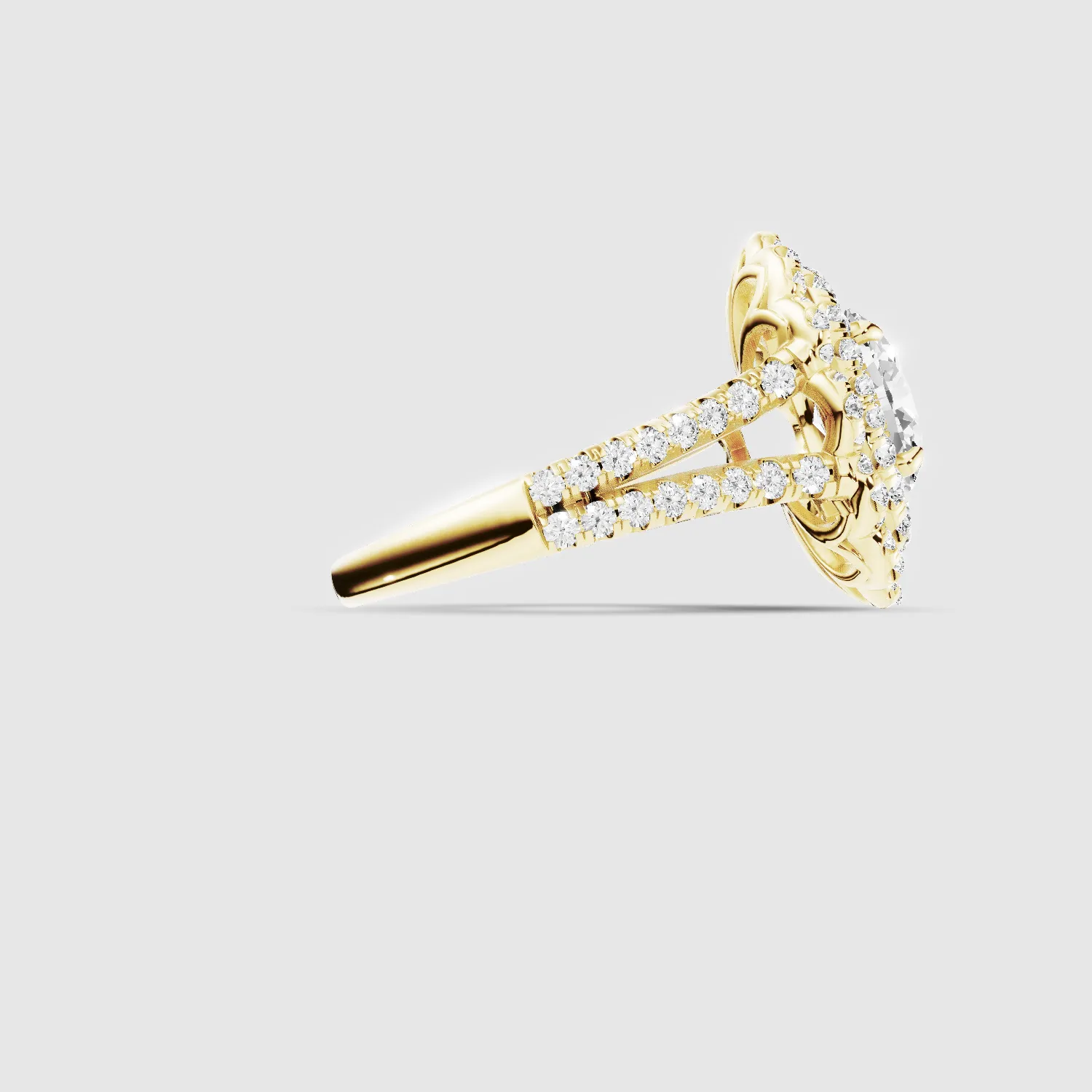 The Contessa – Vintage Lab Grown Diamond Studded Solitaire Ring-Oval