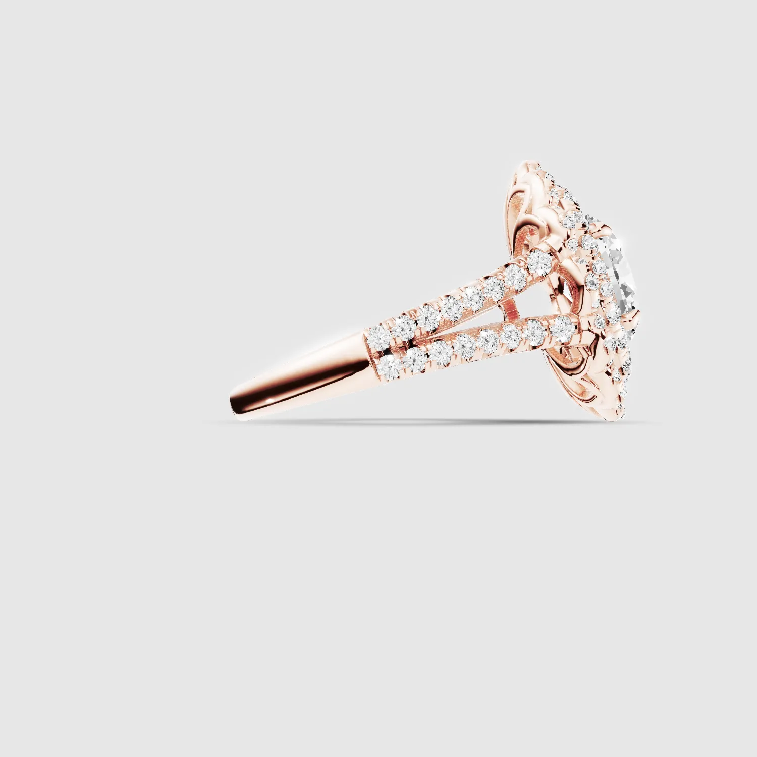 The Contessa – Vintage Lab Grown Diamond Studded Solitaire Ring-Oval