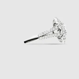 The Contessa – Vintage Lab Grown Diamond Studded Solitaire Ring-Oval