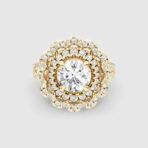 The Contessa – Vintage Lab Grown Diamond Studded Solitaire Ring-Round