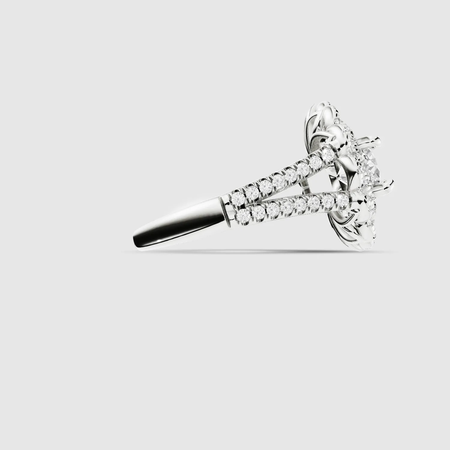 The Contessa – Vintage Lab Grown Diamond Studded Solitaire Ring-Round
