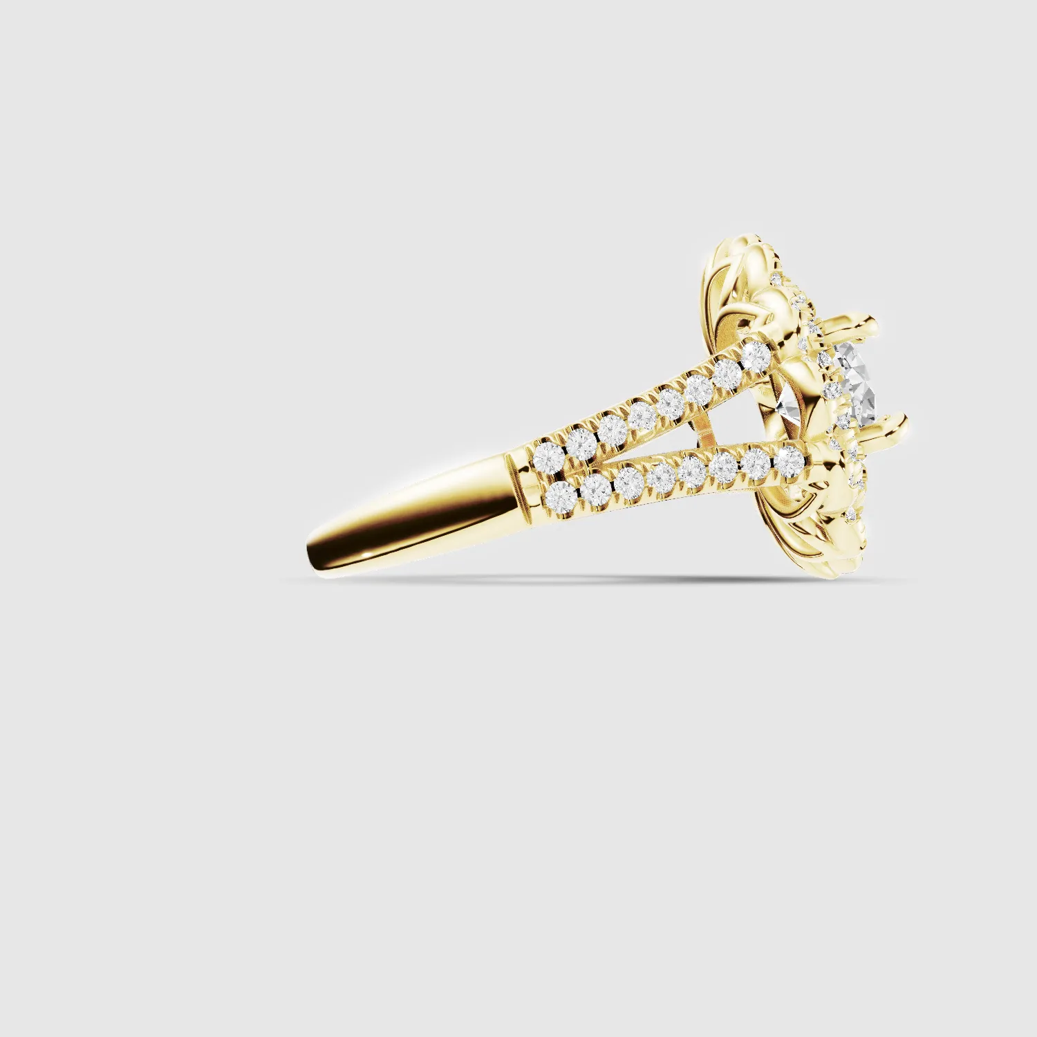 The Contessa – Vintage Lab Grown Diamond Studded Solitaire Ring-Round