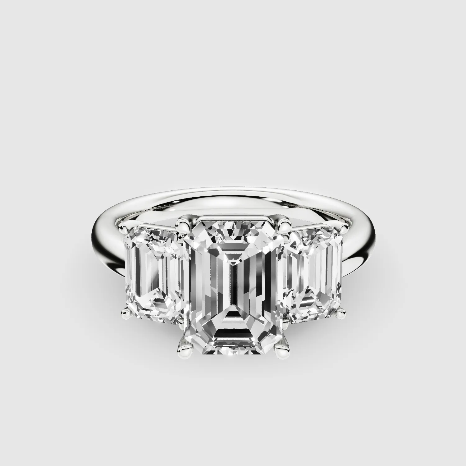 Trilogy Solitaire Ring-Emerald Cut