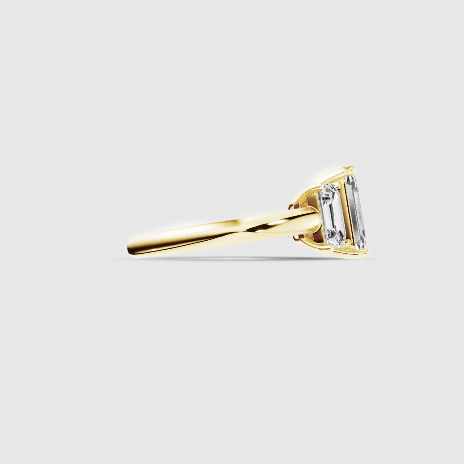 Trilogy Solitaire Ring-Emerald Cut