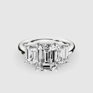 Trilogy Solitaire Ring-Emerald Cut