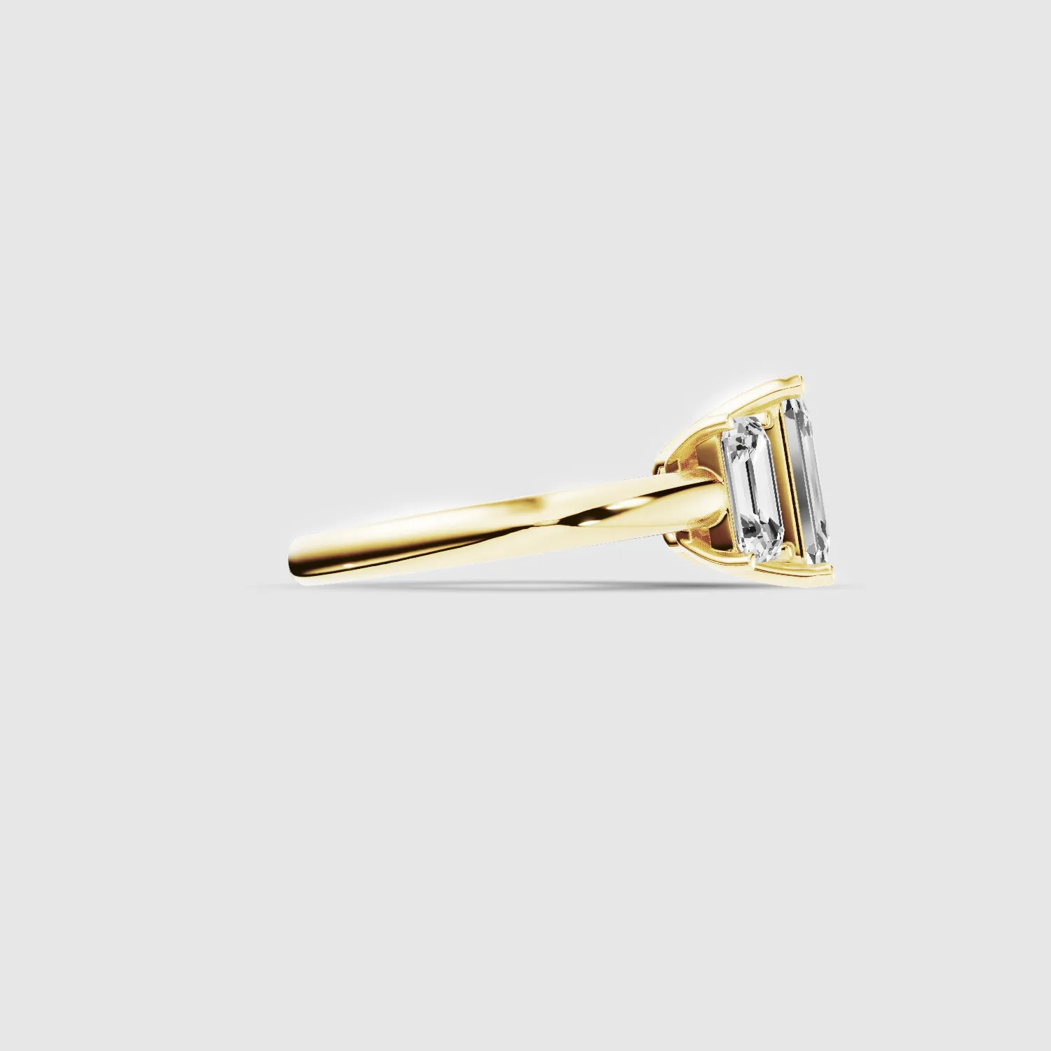 Trilogy Solitaire Ring-Emerald Cut