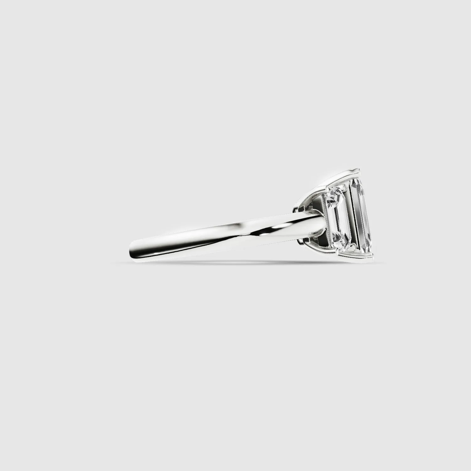 Trilogy Solitaire Ring-Emerald Cut