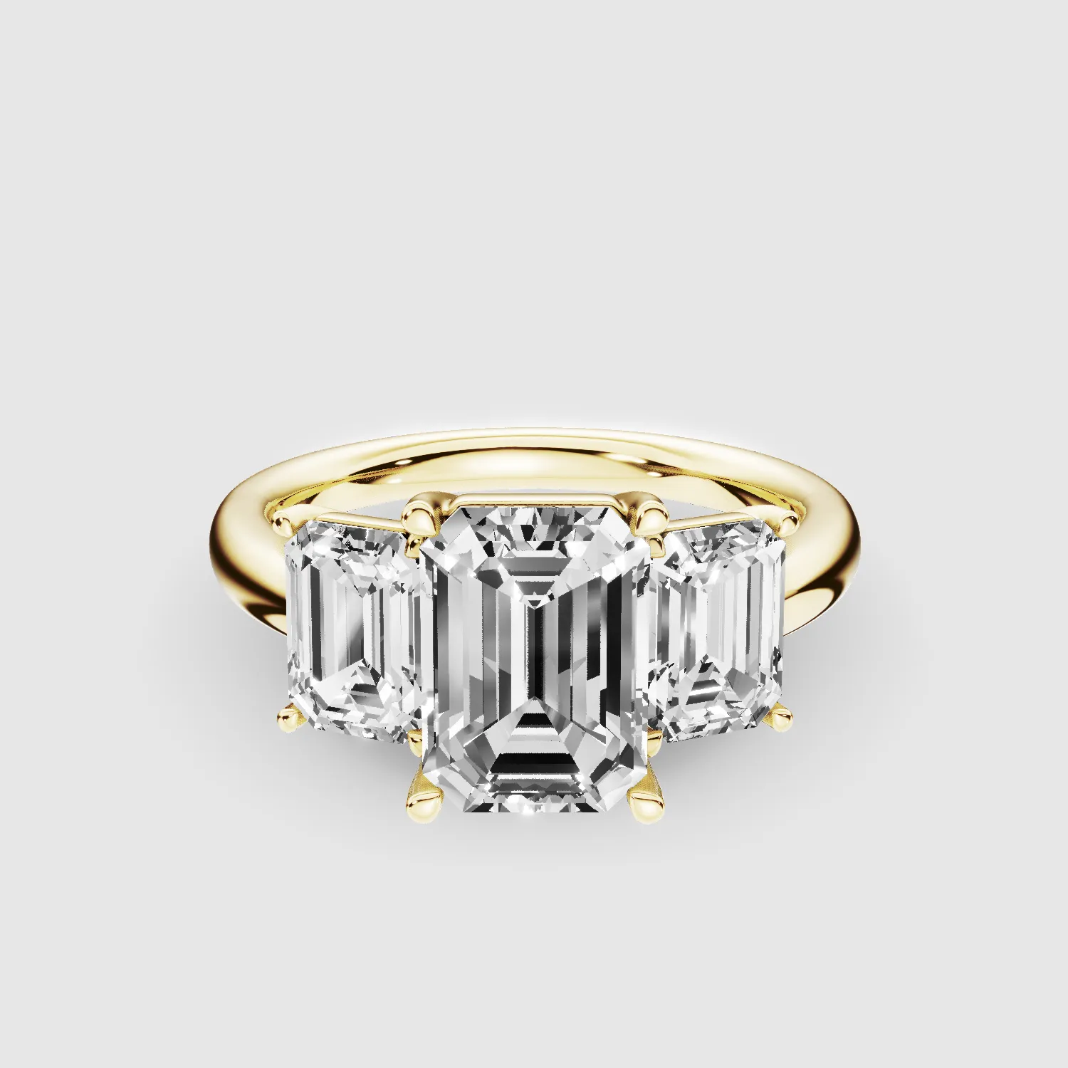 Trilogy Solitaire Ring-Emerald Cut