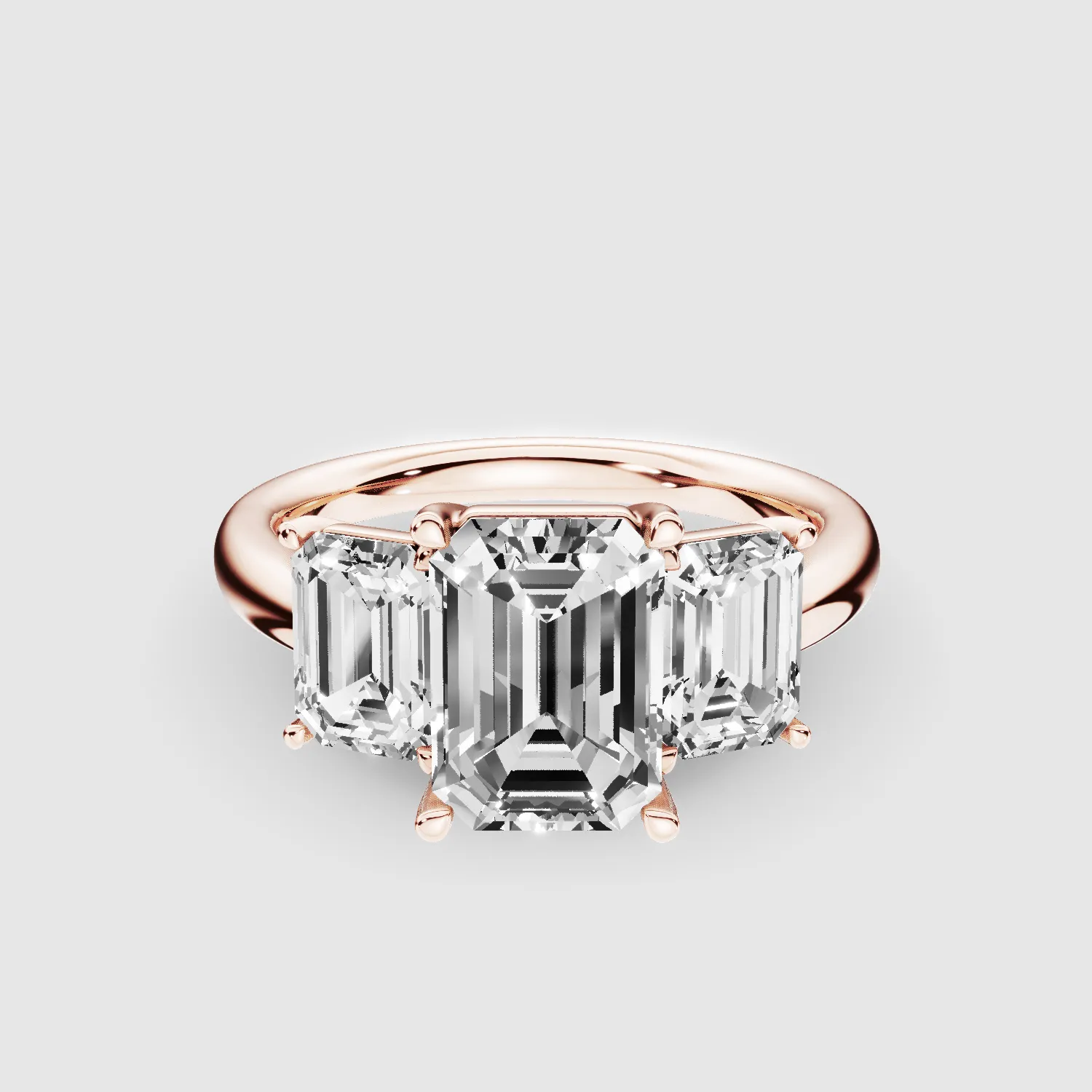 Trilogy Solitaire Ring-Emerald Cut