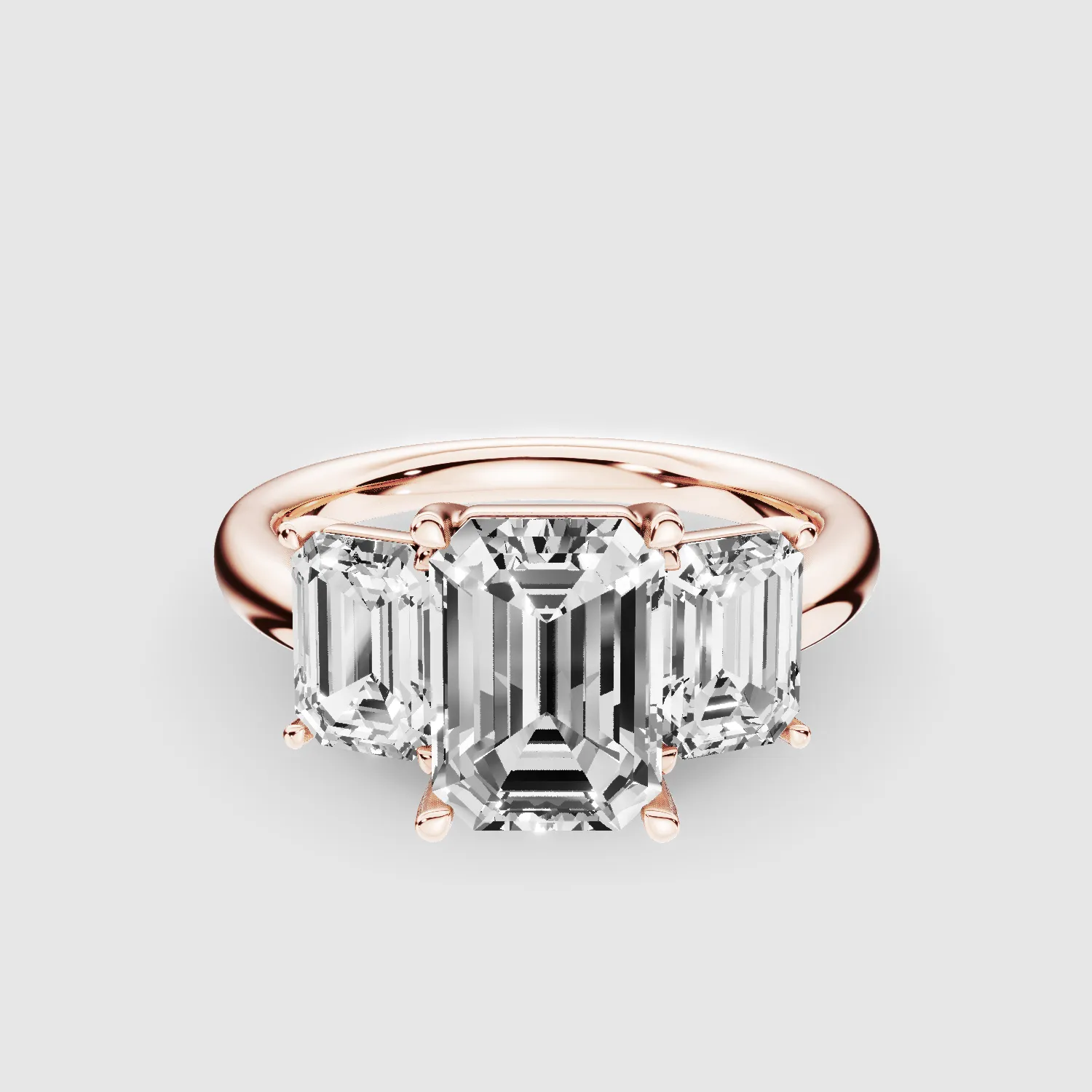 Trilogy Solitaire Ring-Emerald Cut