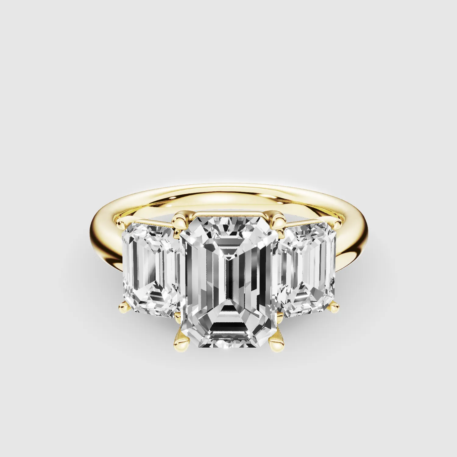 Trilogy Solitaire Ring-Emerald Cut
