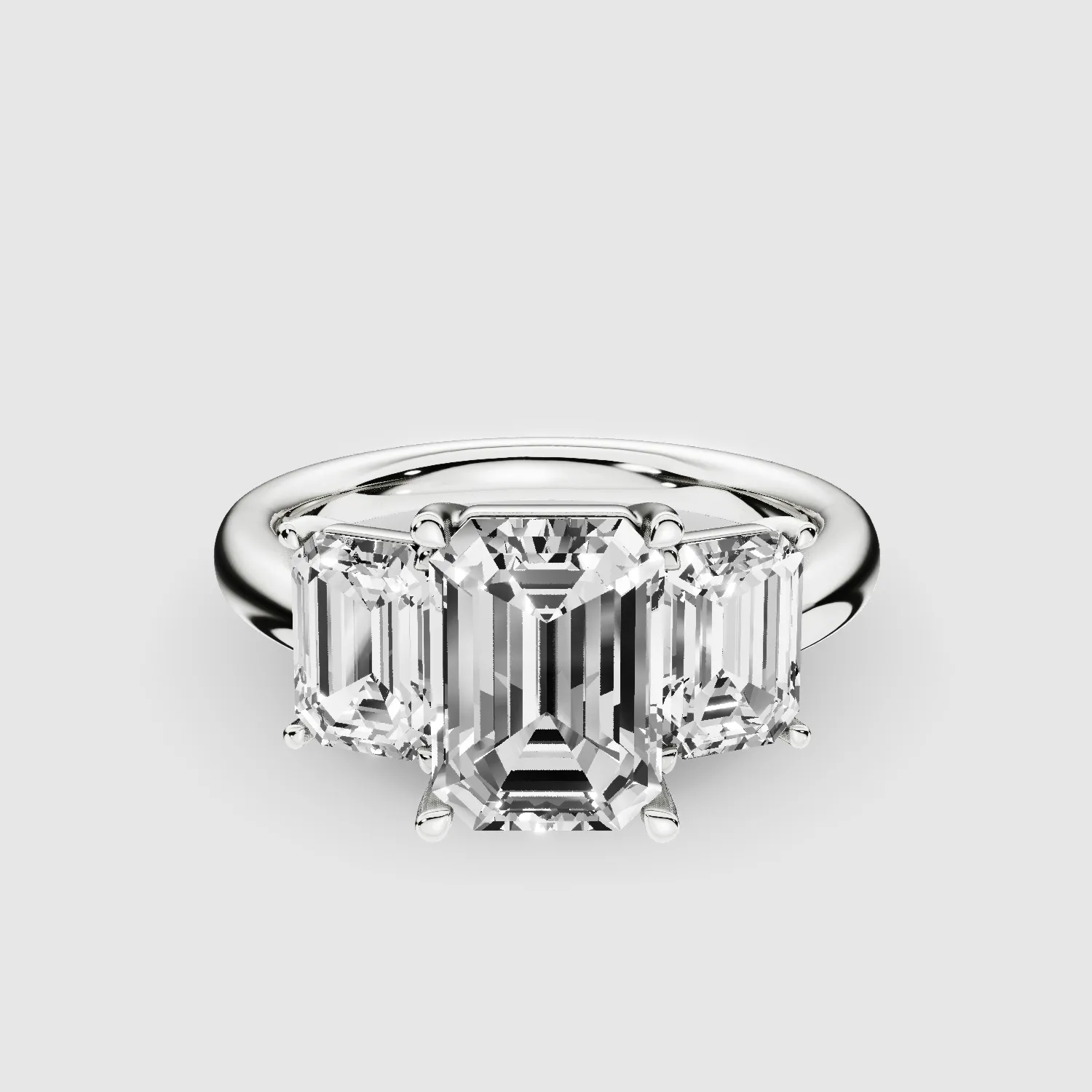 Trilogy Solitaire Ring-Emerald Cut