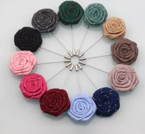 Two Color Fabric Flower Lapel Pins