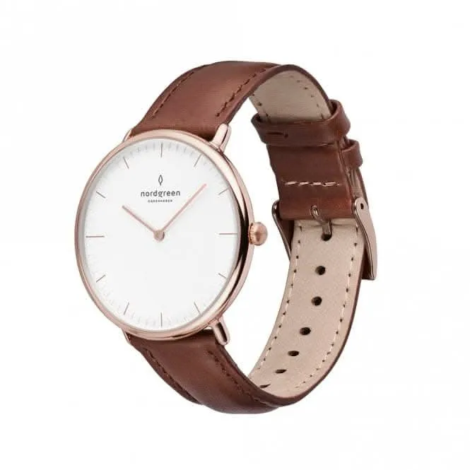 Unisex Native Leather Rose Gold 36mm Watch NR36RGLEBRXX