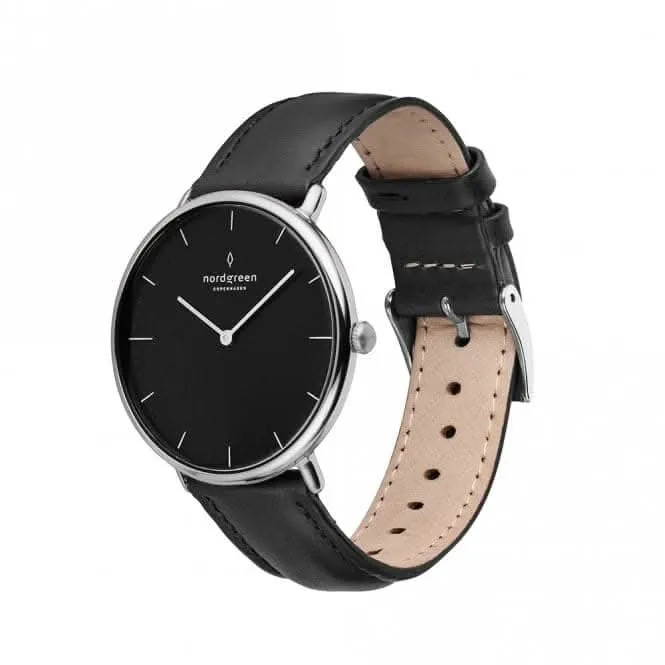 Unisex Native Leather Silver 36mm Watch NR36SILEBLBL