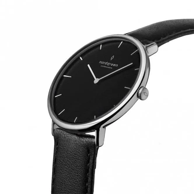 Unisex Native Leather Silver 36mm Watch NR36SILEBLBL