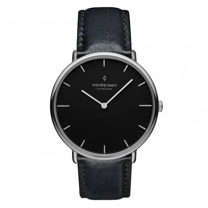 Unisex Native Leather Silver 36mm Watch NR36SILEBLBL