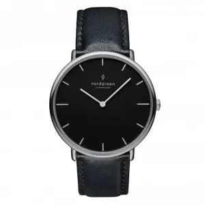 Unisex Native Leather Silver 36mm Watch NR36SILEBLBL