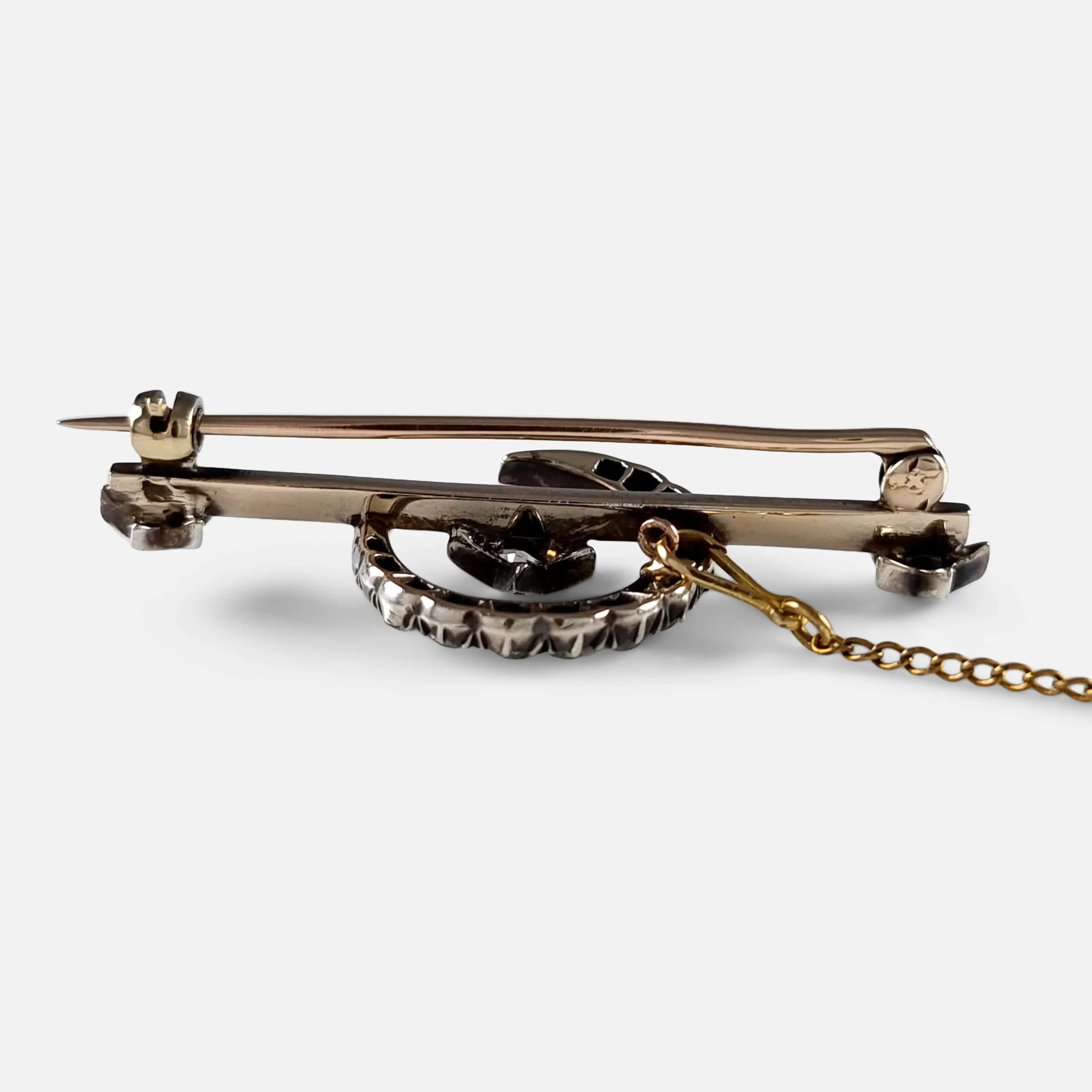 Victorian Diamond Crescent and Star Brooch - Circa 1890s